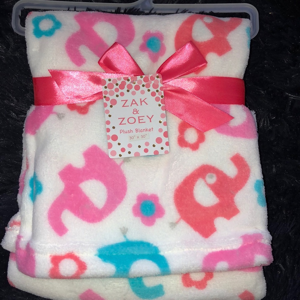 Zak & Zoey Pink Elephant Plush Blanket